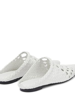 Pletené kožené domáce papuče z ekologickej kože Khaite biela
