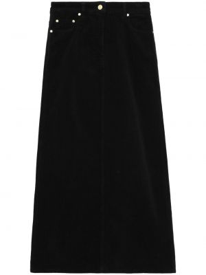 Manšestrové dlouhá sukně Ganni černé