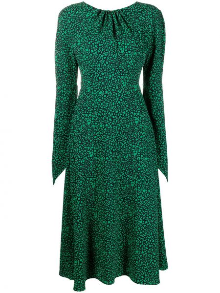 Vestido midi con estampado Victoria Beckham verde