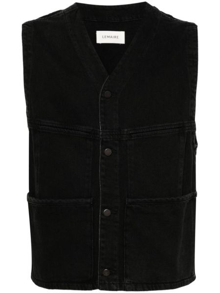 V-hals ærmeløs denim vest Lemaire sort