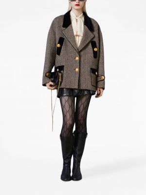 Sametový krátký kabát se vzorem rybí kosti Gucci
