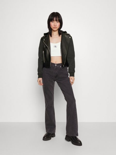 Kurtka skórzana ze skóry ekologicznej Calvin Klein Jeans czarna