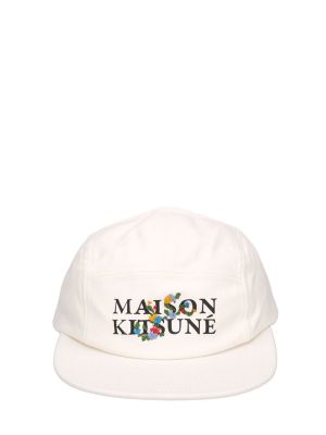 Gėlėtas kepurė su snapeliu Maison Kitsuné balta