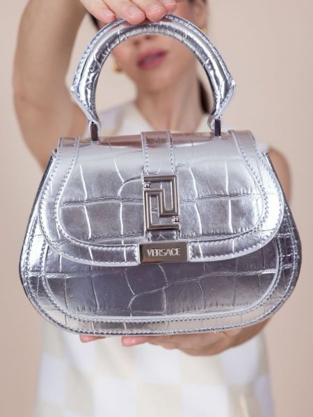 Shopper kabelka Versace stříbrná
