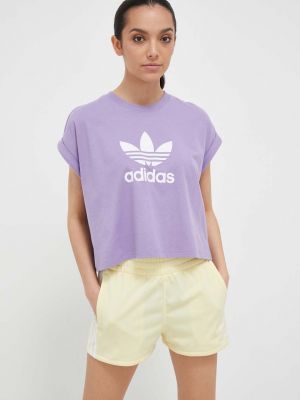 Памучна тениска Adidas Originals виолетово
