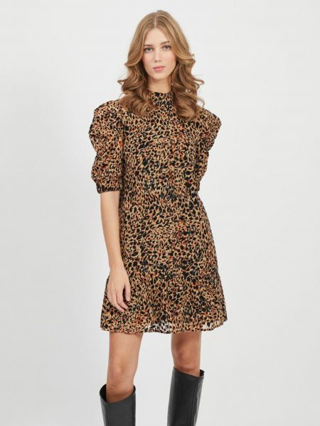 Trapez haljina s printom s leopard uzorkom .object smeđa