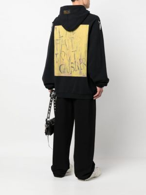 Bluza z kapturem bawełniana z nadrukiem Raf Simons czarna