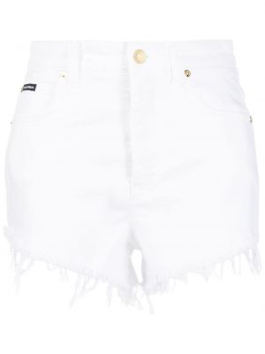 Shorts di jeans con frange a vita alta Dolce & Gabbana bianco