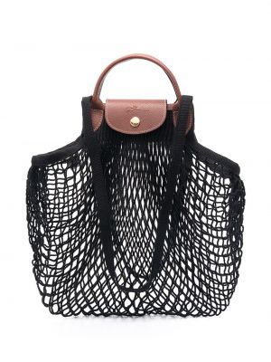 Mesh shopper handtasche Longchamp schwarz