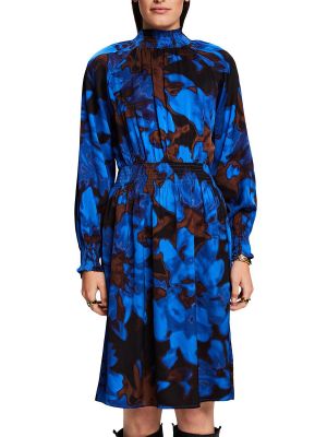 Vestido midi de viscosa con estampado Esprit Collection azul