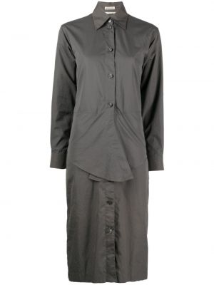 Bavlněné šaty s knoflíky bez podpatku Hermès - šedá
