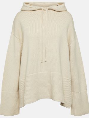 Jersey de lana de algodón con capucha Totême beige