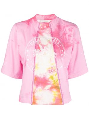 Тениска с tie-dye ефект Palm Angels розово