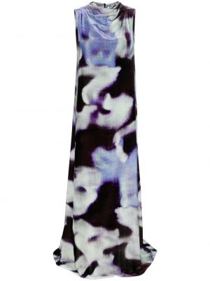 Aksamitna sukienka długa z nadrukiem w abstrakcyjne wzory Christian Wijnants