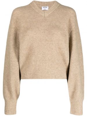 Volneni pulover z v-izrezom Filippa K bež
