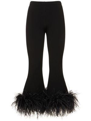 Pantalon droit à plumes Valentino noir