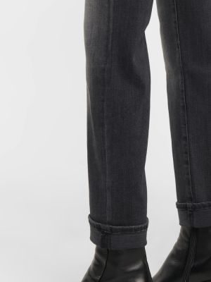 Džínsy s rovným strihom s vysokým pásom Ag Jeans čierna