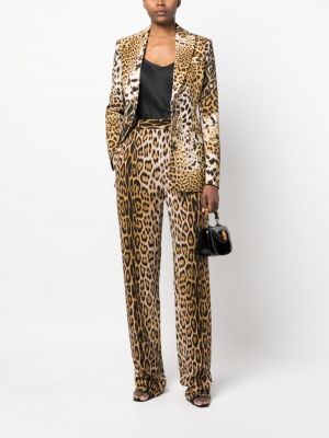 Leopardí rovné kalhoty s potiskem Roberto Cavalli