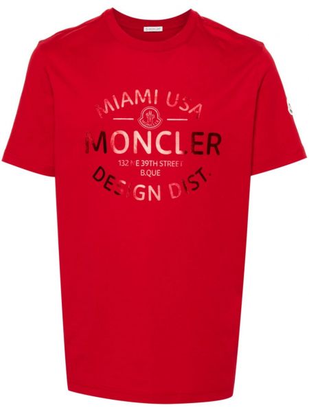 T-shirt en coton à imprimé Moncler rouge