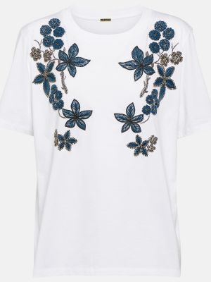 Kvetinové bavlnené tričko Dodo Bar Or biela
