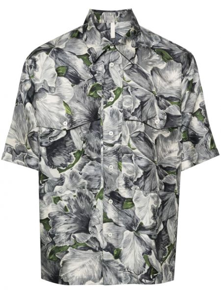 Риза на цветя с принт Sunflower сиво