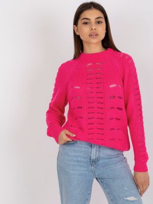 Kardigan oversize ażurowy Fashionhunters różowy