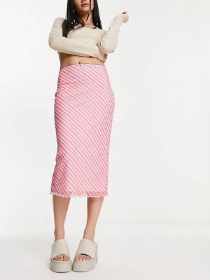 Розовая сетчатая юбка миди Daisy Street с принтом