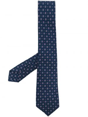 Cravată de mătase cu model floral Kiton albastru