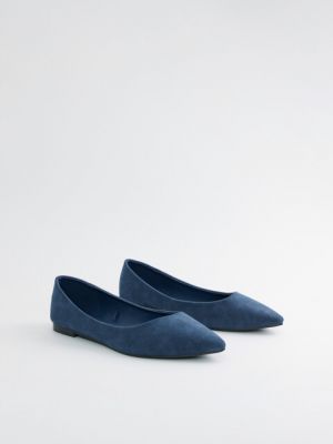 Туфли-балетки с острым носком из искусственного нубука