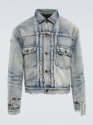 Obnosená džínsová bunda Saint Laurent modrá