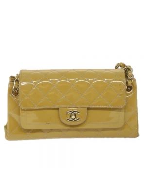 Bolsa de hombro de cuero Chanel Vintage amarillo