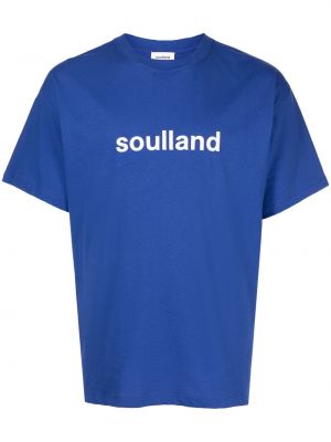 Памучна тениска с принт Soulland синьо