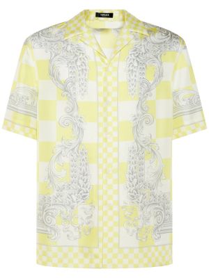 Camisa de seda manga corta Versace amarillo