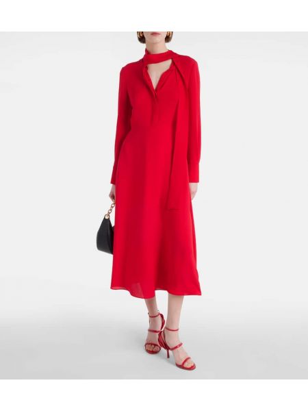 Robe mi-longue en soie Valentino rouge