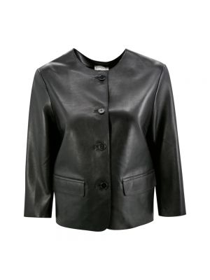Lederjacke mit rundem ausschnitt P.a.r.o.s.h. schwarz