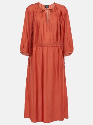 Плиссированное платье миди из джерси A.p.c. оранжевое