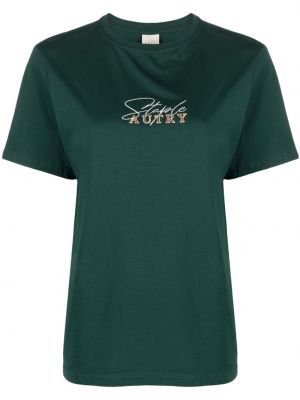 Памучна тениска бродирана Autry зелено