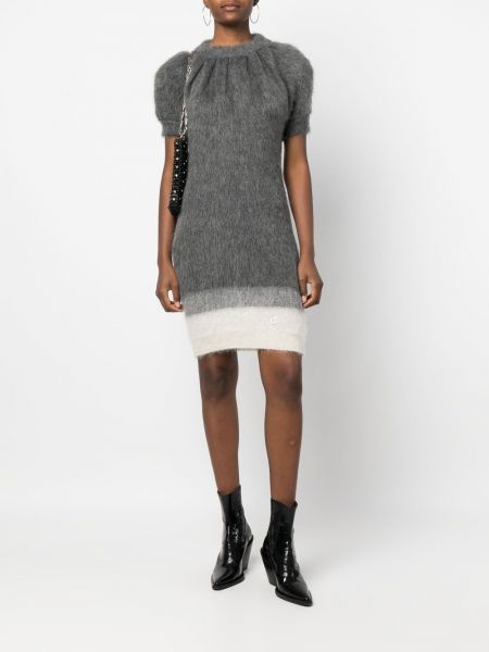 Mini robe en tricot avec manches courtes Rabanne gris