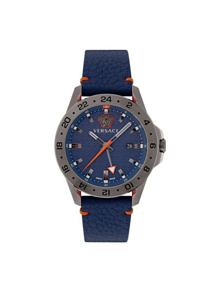 Zegarek skórzany sportowy Versace niebieski