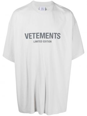 Pamučna majica s printom Vetements siva