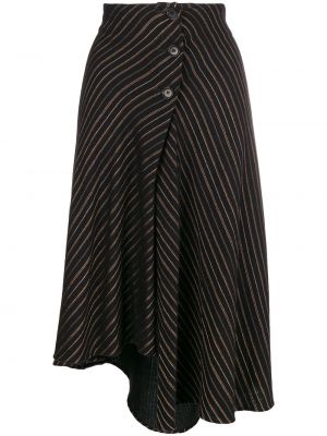 Pruhované vlněné rozšířená sukně s vysokým pasem Romeo Gigli Pre-owned - černá