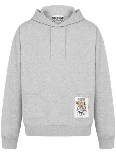 Pamučna dugi sweatshirt s printom Moschino siva