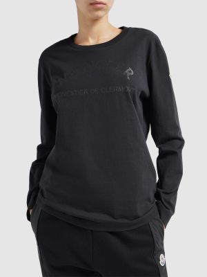Camiseta de manga larga de algodón manga larga de tela jersey Moncler negro