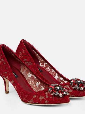 Pantofi cu toc din dantelă Dolce&gabbana roșu