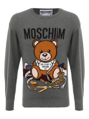 Хлопковый свитер Moschino серый