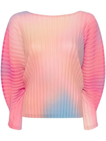 Koszula z nadrukiem w abstrakcyjne wzory plisowana Pleats Please Issey Miyake różowa