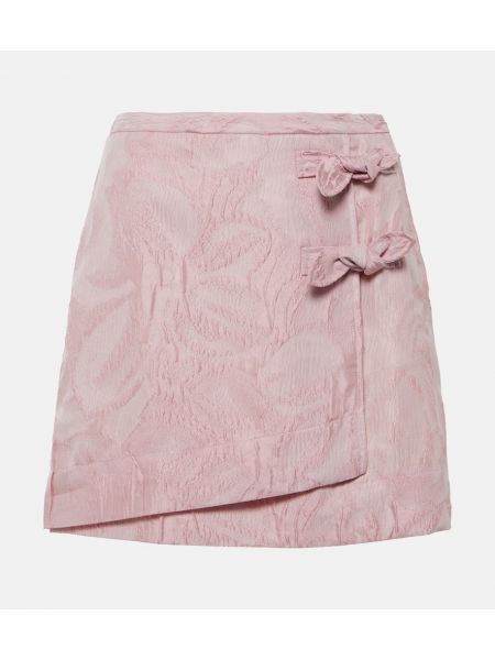 Jacquard omslagsskjørt Ganni rosa