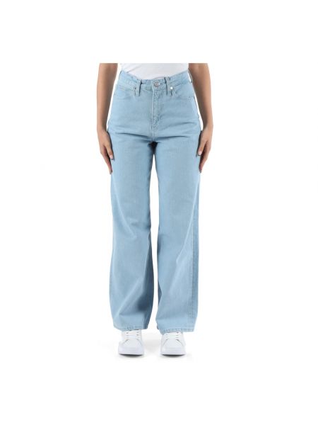 Jeansy z wysoką talią relaxed fit Calvin Klein niebieskie
