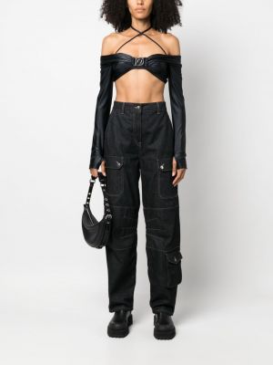 Crop top Versace Jeans Couture černý
