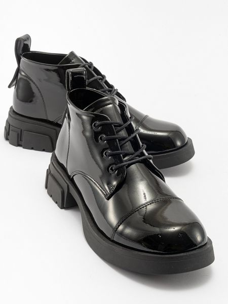 Lakované kožené členkové topánky Luvishoes čierna